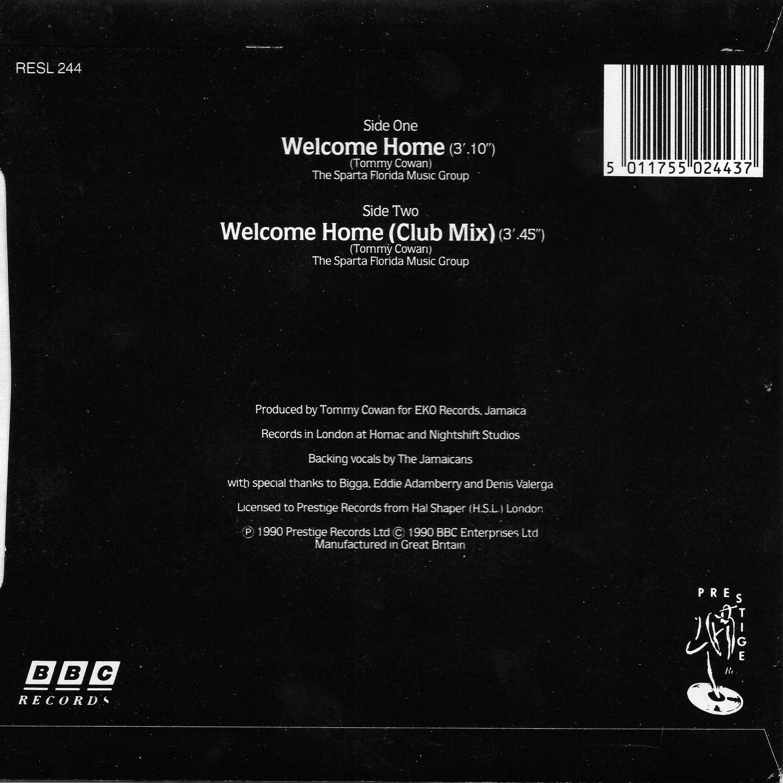 Picture of RESL 244 Welcome home by artist Carlene Davis from the BBC records and Tapes library